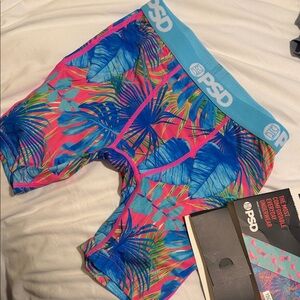 PSD Bright Blue & Hot Pink Tropical Palm Boxer Briefs